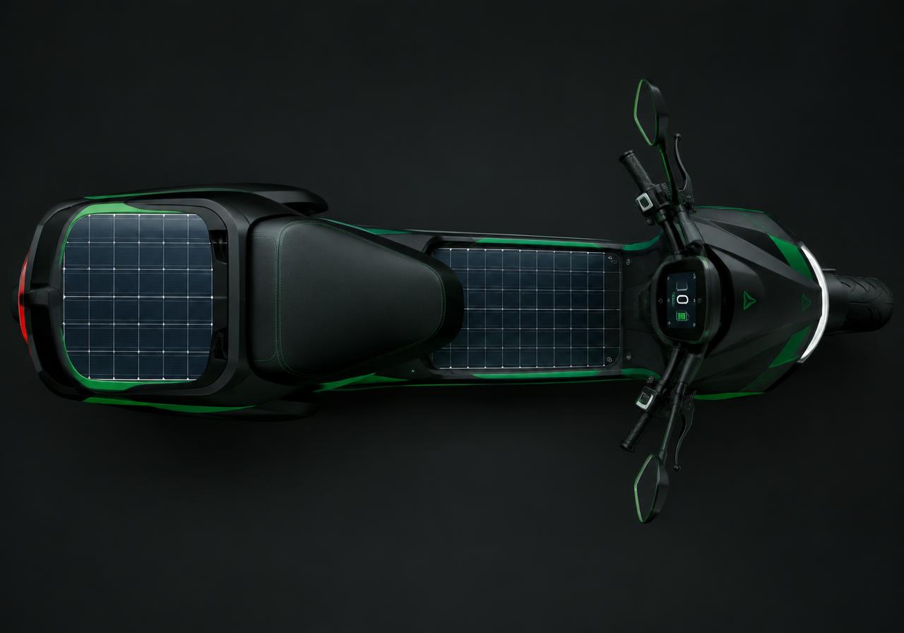 Vue de dessus avec cellules solaires